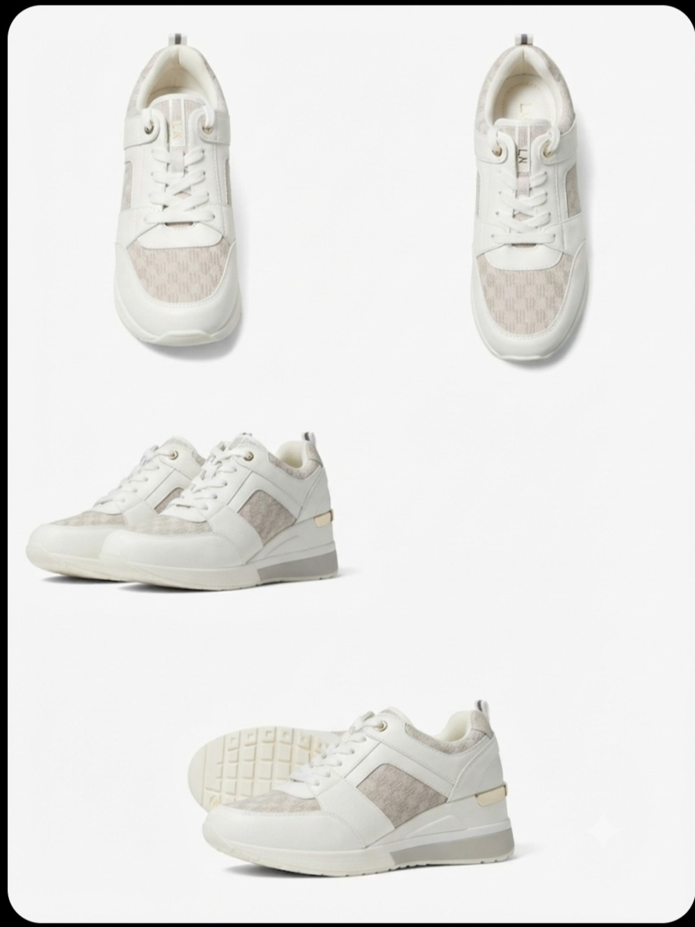 Viscozzy White Monogram Platform Wedge Sneakers 7.5